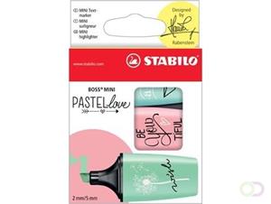 Markeerstift Stabilo Boss Mini PastelLove, doosje met 3 stuks in geassorteerde pastelkleuren