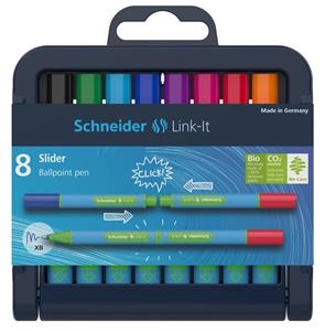 Schneider balpen Slider Link-it, opstelbaar etui van 8 stuks in geassorteerde kleuren