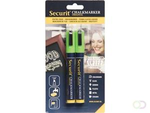 Securit krijtmarker, medium, blister van 2 stuks, groen