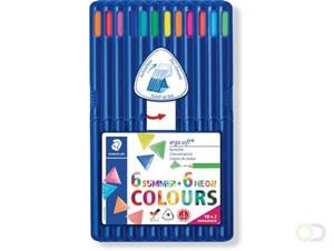 Staedtler kleurpotlood Ergosoft 157, driekantig, etui van 12 stuks in geassorteerde kleuren