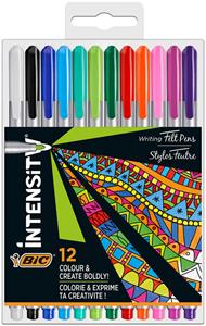 Bic fineliner Intensity, medium, etui van 12 stuks in geassorteerde kleuren