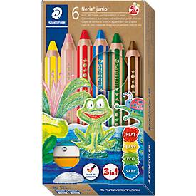 Staedtler kleurpotlood Buddy 3-in-1, doos van 6 stuks in geassorteerde kleuren