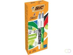 Bic balpen 4 Colours Velours, doos van 12 stuks in geassorteerde kleuren