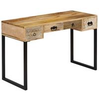 VidaXL Bureau 117x50x76 cm massief mangohout en echt leer