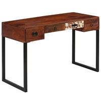 VidaXL Bureau 117x50x76 cm massief sheeshamhout en echt leer