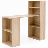WOHNLING Schreibtisch WL5.693 mit Regal 120x120x53 cm Sonoma Holz Schreibtischregal PC Tisch Computertisch holzfarben