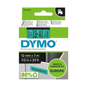 DYMO D1 Schriftbandkassette schwarz/grün, 12 mm x 7 m