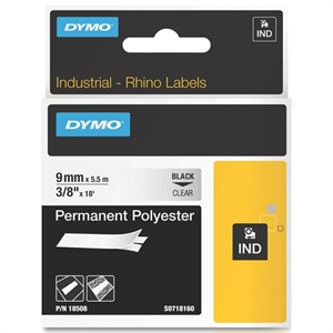 DYMO RHINO Polyester-Schriftband transparent, 9 mm x 5,5 m