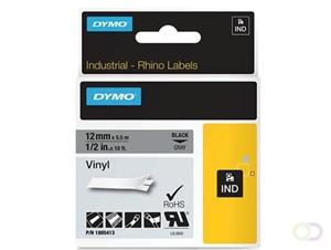 dymo 1805413 IND Rhino tape vinyl zwart op grijs 12mm (origineel)