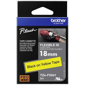 Labeltape flexibel Brother TZe-FX, TZ-FX TZe-FX641 Tapekleur: Geel Tekstkleur:Zwart 18 mm 8 m