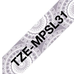 Labeltape met patroon Brother TZe, TZ TZe-MPSL31 Tapekleur: Wit (met zilveren motief) Tekstkleur:Zwart 12 mm 4 m