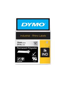 dymo 622290 IND Rhino tape permanent polyester zwart op transparant 19mm (origineel)