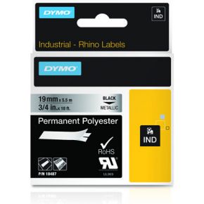 Labeltape DYMO IND RHINO 18762 Polyester Tapekleur: Metallic Tekstkleur:Zwart 19 mm 5.5 m