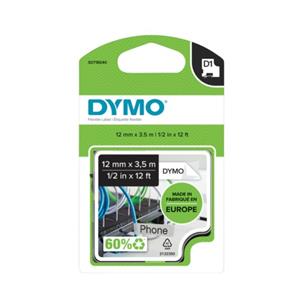 DYMO D1 Schriftbandkassette schwarz/weiß, 12 mm x 3,5 m