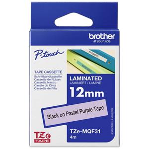 brother Schriftband Pastell TZe TZe-MQF31 Bandfarbe: Pastell-Lila Schriftfarbe:Schwarz 12mm 4m