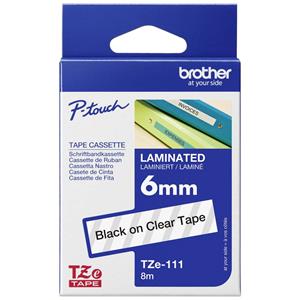 Brother TZe tape voor P-Touch 6 mm, zwart op transparant