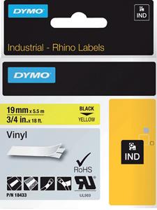 DYMO RHINO Vinyl-Schriftband schwarz/gelb, 19 mm x 5,5 m