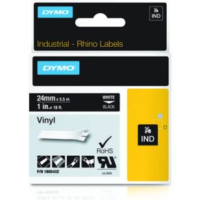 dymo 1805432 IND Rhino tape vinyl wit op zwart 24mm (origineel)