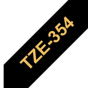 Brother TZe-354 Tape Goud op zwart (24 mm)