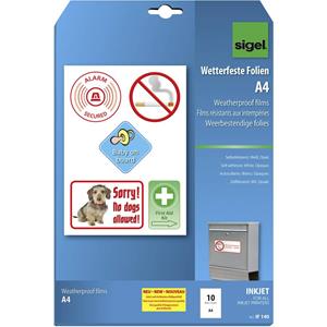 sigel Inkjet-Folie, DIN A4, weiß, opak, wetterfest, 270 my