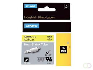 dymo S0718310 / 18056 IND Rhino tape krimpkous zwart op geel 12mm (origineel)