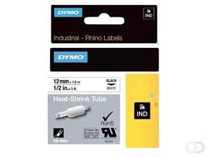 dymo S0718300 / 18055 IND Rhino tape krimpkous zwart op wit 12mm (origineel)