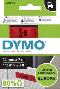 dymo S0720570 / 45017 tape zwart op rood 12mm (origineel)