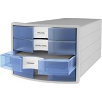 HAN Schubladenbox IMPULS 2.0, 4 Schübe, lichtgrau / blau