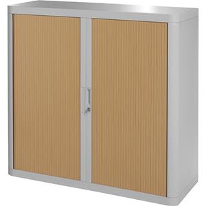 Paperflow Roldeurkast easyOffice, 2 legborden, hoogte 1040 mm, grijs/beukenhout