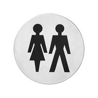 Intersteel Pictogram dames- en herentoilet zelfklevend rvs geborsteld