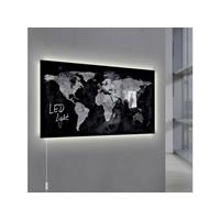 Glasmagneetbord  Artverum LED 910x460x15 wereldkaart