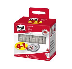 Pritt Compact Flex Korrektur Roller, Push & Pull Funktion, Bandlänge 10 m & Bandbreite 4,2 mm, Sparset mit 5 Stück