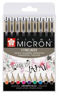 Sakura Fineliner  Pigma Micron assorti etui à 9 stuks