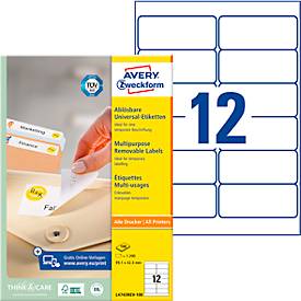 AVERY Avery Zweckform Universal-Etiketten, 99,1 x 42,3 mm, weiß