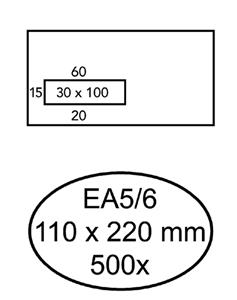 Hermes Envelop  EA5/6 110x220mm venster 3x10links zelfkl 500