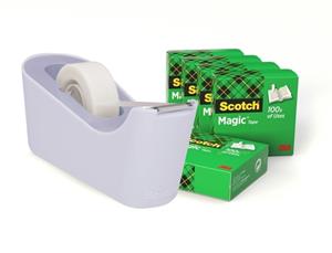 SCOTCH Plakbandhouder  C18 lavendel + 6rol magic tape 19mmx33m