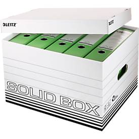 Archiefbox Leitz Solid Box L 6119, met deksels & automatische opbouw, 10 stuks, wit