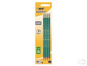 Bic Potlood  Evolution zeskantig HB met gumtip blister à 4 stuk