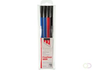 Quantore Fineliner  rond 0.4mm assorti 4stuks
