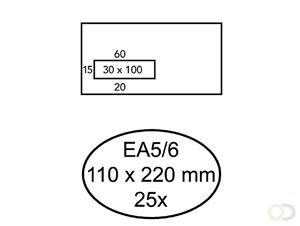 Envelop  110x220mm venster 3x10cm links zelfkl 25st