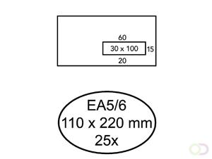 Envelop  110x220mm venster 3x10cm rechts zelfkl 25st