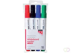 Quantore Whiteboardstift  rond 1-1.5mm 4stuks assorti