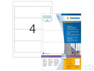 Verwijderbare ordneretiketten Herma 10141 A4 192x61 mm wit Movables/verwijd. papier mat ondoorzichtig 400 st.