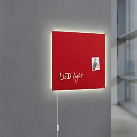 Sigel Glasmagneetbord  Artverum LED light 480x480x15 rood