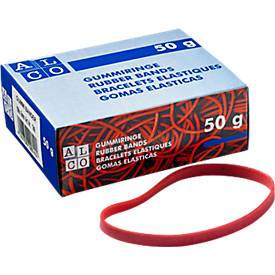 (1,22 EUR/100 g) Alco Gummibänder 749 5 x 100mm rot 50g Ø ca 62mm