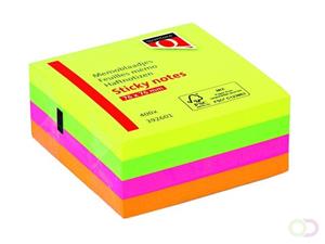 Quantore Memoblaadjes  75x75mm neon kleuren assorti 4 kleuren