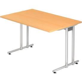 hammerbacher Schreibtisch N 120 x 80 - Buche/Silbergrau
