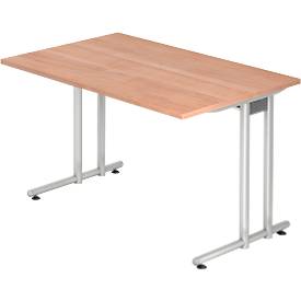 hammerbacher Schreibtisch N 120 x 80 - Nussbaum/Silbergrau