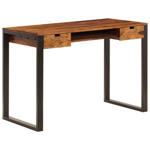 vidaXL Schreibtisch 110 x 55 x 78 cm Massivholz und Stahl Braun
