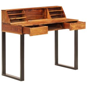 Bureau 110x50x94 cm massief sheeshamhout en staal